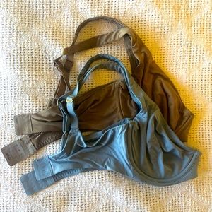 Cuup scoop bras 34D blue and nude